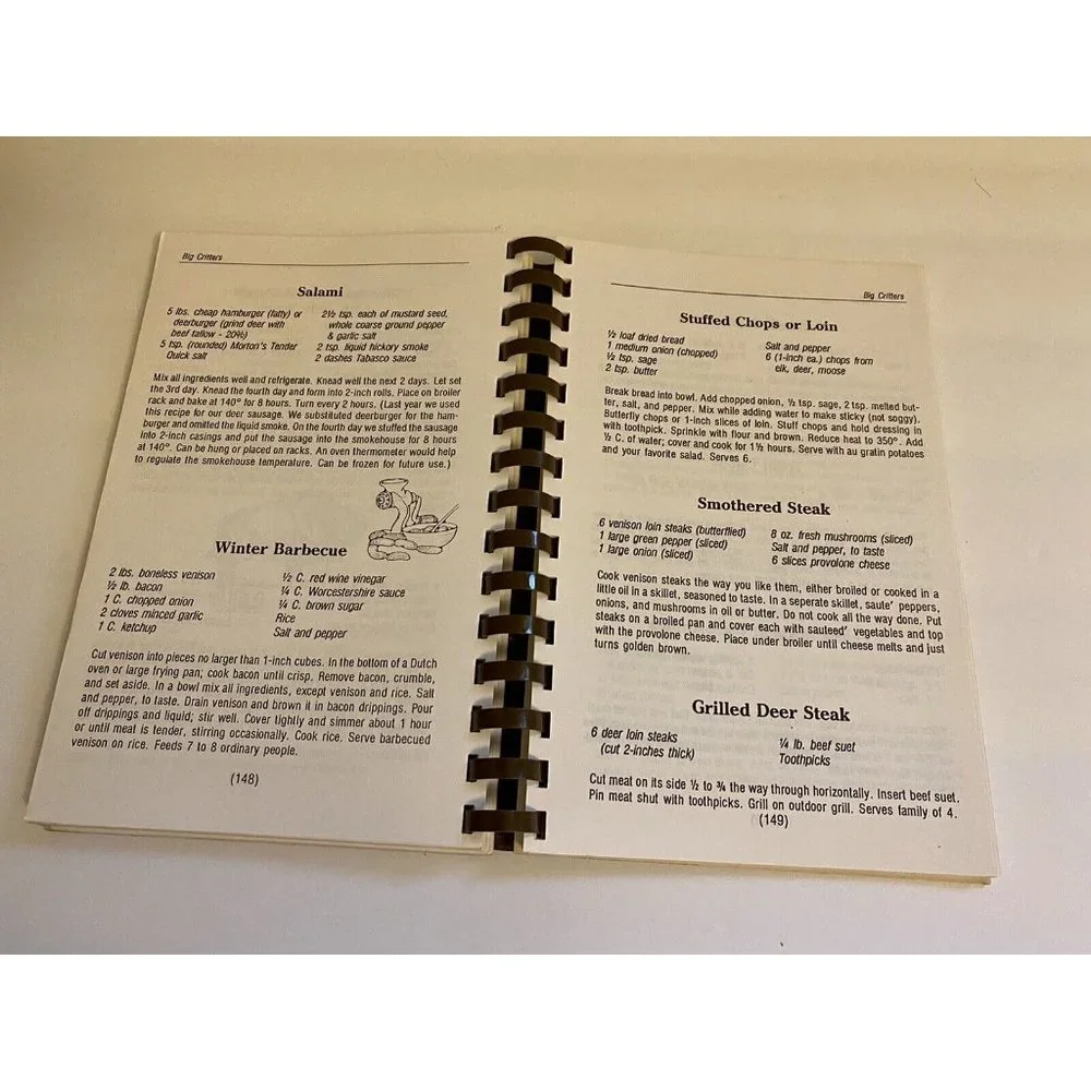 Vintage 1992 Spiral Great Midwest American Wild‎ Critter Cookbook, Bruce Carlson